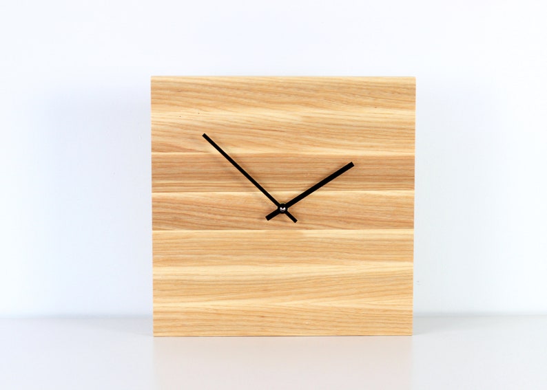 Minimalist wall clock. Modern wood clock. Light wood wall Hanging. Trendy home decor wall clock image 9