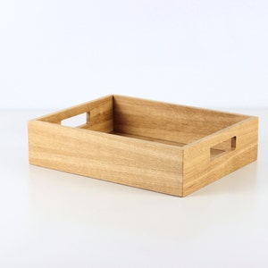 Oak Wood Serving Tray with Cutout Handles - Dimensions: 25 cm x 35 cm x 9 cm