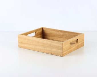 Wood serving tray Organizer tray Kitchen decor. Organizer box with handles.