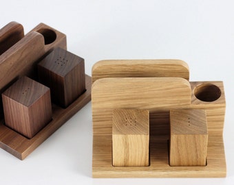 Napkin Holder with Salt and Pepper shakers. Wooden napkin holder. Salt & Pepper caddy with toothpick and napkin stand.