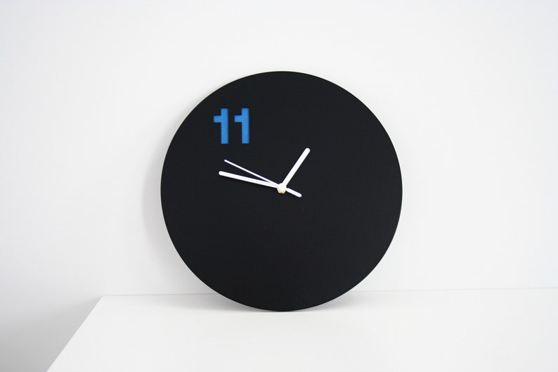 Black Wall Clock With Accent. Simple Circle. Etsy