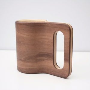 Walnut wood beer mug Wooden beer mug. Groomsman Beer Mug Design beer mug. image 2