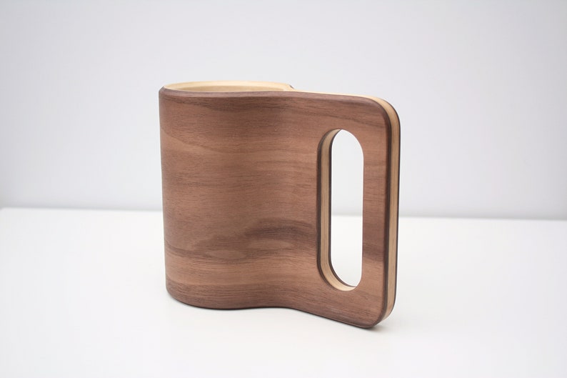 Walnut wood beer mug Wooden beer mug. Groomsman Beer Mug Design beer mug. image 2