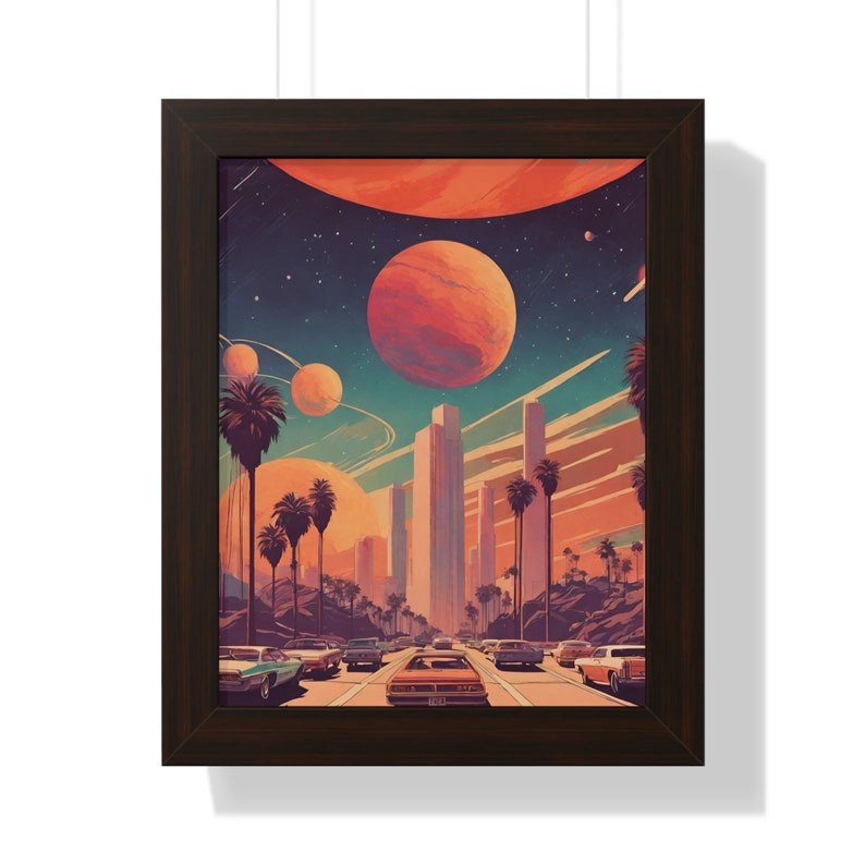 Los Angeles Retro Futurism Wall Art Home Decor LA Future Retro Wall Art