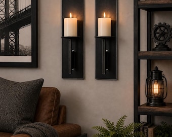 Industrial Steel Candle Sconces Set of 2