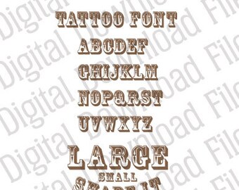 Vector Graphic - DD40Tattoo Font Vector - DIGITAL DOWNLOAD Ai & Svg formats Fully Editable - Tattoo Ink Skin Design Carnival Letter Machine