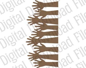 Vector Stencil Graphic - DD523 Fan Hands - DESCARGA DIGITAL - Ai & Svg formatos - Plantilla totalmente editable, imagen lista para vinilo - 80s Hands Stage