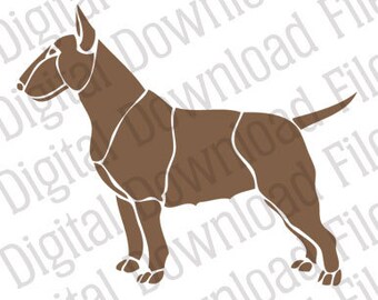 Vector Stencil Graphic - DD162 English Bull Terrier - DIGITAL DOWNLOAD - Ai & Svg formats - Fully Editable Vinyl Ready - Dog Puppy Breed UK