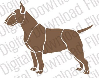 Vector Stencil Graphic - DD162 English Bull Terrier - DESCARGA DIGITAL - Ai & Svg formats - Totalmente editable Vinyl Ready - Dog Puppy Breed España