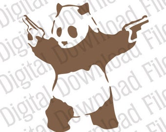 Vector Stencil Graphic - DD6 Banksy Panda - DESCARGA DIGITAL - Formatos Ai & Svg - Imagen lista para vinilo totalmente editable, Graffiti Street Art