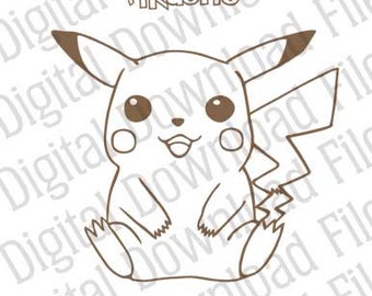 Vector Graphic - DD190 Pikachu - DESCARGA DIGITAL - ai & svg - Imagen totalmente editada, Pokémon Rojo Azul Amarillo Oro Plata Charmander Meowth