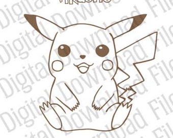 Vector Graphic - DD190 Pikachu - DIGITAL DOWNLOAD - Ai & Svg - Fully Editabl Image, Pokémon Red Blue Yellow Gold Silver Charmander Meowth