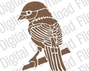 Vector Stencil Graphic - DD38 Small Bird Stencil - DIGITAL DOWNLOAD file in Ai & Svg formats - Fully Editable Vinyl Ready Image, Robin Wren