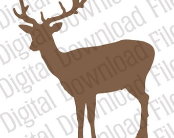 Vector Stencil Graphic - DD50 Deer Stag Silhouette - DIGITAL DOWNLOAD file in Ai & Svg formats - Fully Editable Vinyl Ready Image, Christmas