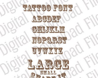 Vector Graphic - DD40Tattoo Font Vector - DIGITAL DOWNLOAD Ai & Svg formats Fully Editable - Tattoo Ink Skin Design Carnival Letter Machine