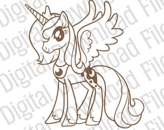 Vector Graphic - DD19 My Little Pony Princess Luna Vector - DIGITAL DOWNLOAD Ai and Svg formats - Fully Editable - Bronies, Tattoo, Mythical