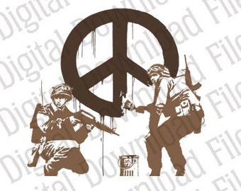 Vector Graphic - DD86 Banksy CND Soldiers - DESCARGA DIGITAL - Ai & Svg formats - Fully Editable Vinyl Ready Image, Graffiti Street Art