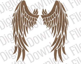 Vector Stencil Graphic - DD05 - Angel Wings - DIGITAL DOWNLOAD file in Ai and Svg formats - Fully Editable Vinyl Ready Image - Rock Gothic