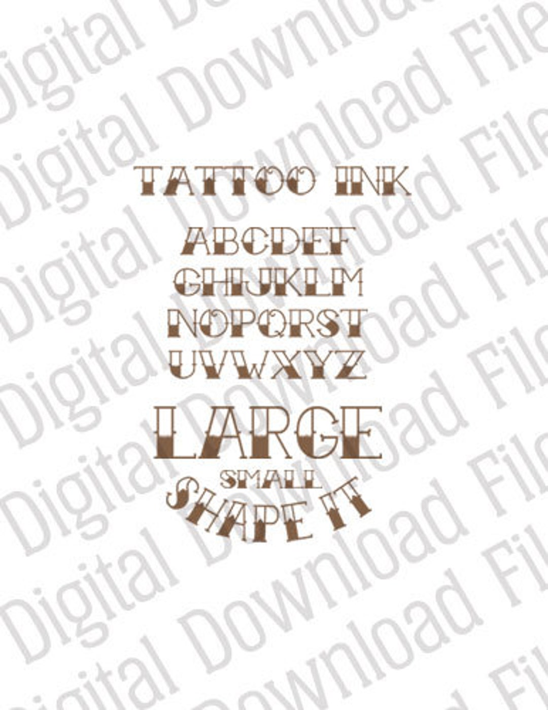 Vector Graphic DD41 Tattoo Ink Font Vector DIGITAL DOWNLOAD Ai & Svg