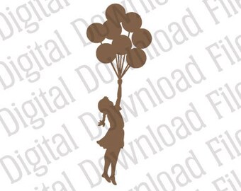 Vector Graphic - DD84 Banksy Flying Balloon Girl - DIGITAL DOWNLOAD - Ai & Svg formats - Fully Editable, Graffiti Street Art