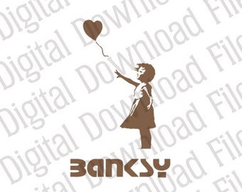 Vector Graphic-DD85 Banksy logo + chica con globo-descarga DIGITAL-AI & SVG-imagen preparada para vinilo totalmente editable, graffiti Street Art