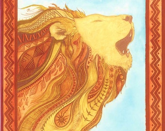 ROAR Zentangle African Lion Painting