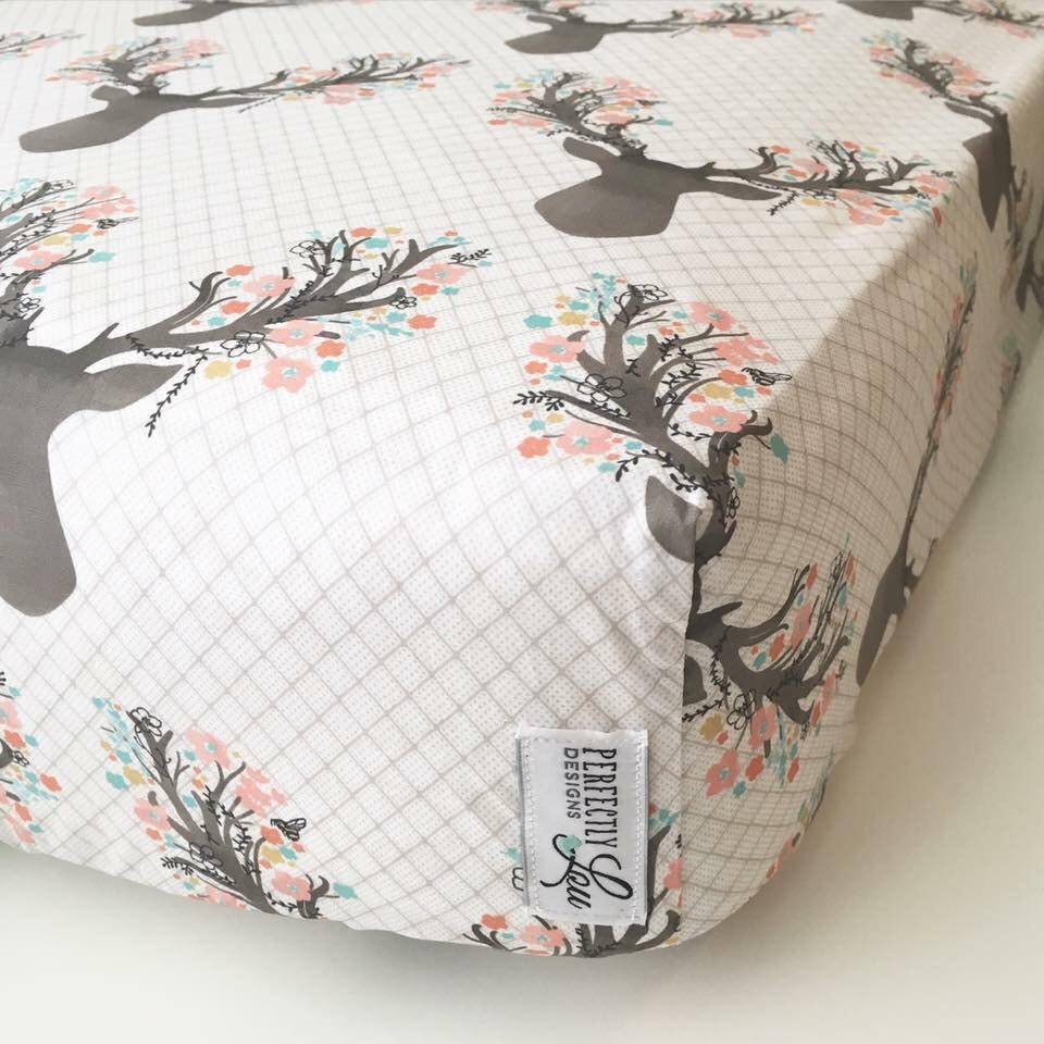Floral Deer Standard Crib Sheet Changing Pad Cover Baby Etsy