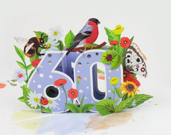 60 Aniversario Tarjeta Tarjeta 60 Cumpleaños Para Cuñada - Diseño Floral Rosa Y Rayas - Con Sobre - Mensaje Personalizable Felicitación Cuñada Especial