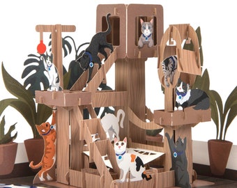 Cardology - Cat Tree Pop Up Card - Cat Gift voor kattenliefhebbers - Officieel gelicentieerde liefdadigheidskaart