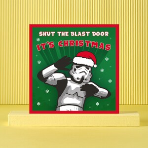 Cardologie - Carte de Noël Stormtrooper originale - Cartes de Noël amusantes pour lui - Fermez la porte anti-explosion - Sous licence officielle