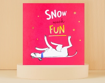 Cardology - Tarjeta navideña para perros - "Nieve muy divertida" - Tarjeta benéfica para perros y gatos de Battersea
