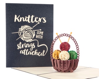 Knitting Pop Up Card | Knitting Birthday Card, Knitting Gifts, Gifts For Knitters, Gifts For Craft Lovers, Birthday Cards For Mum