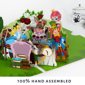 Mad Hatters Tea Party Pop Up Karte | Muttertagskarten, Geburtstagskarten, Alice im Wunderland-Geschenke, Nachmittagstee-Party Handgemachte Karten