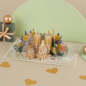 Cardologie - Cartes d'anniversaire de mariage en or | Carte pop-up 50e anniversaire de mariage | Cadeaux d'anniversaire d'or | Fait main