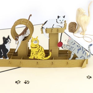 Carte pop-up d'anniversaire de chat - cartes de fête des mères pour les mamans chats ou les amoureux des chats, carte d'anniversaire de chat