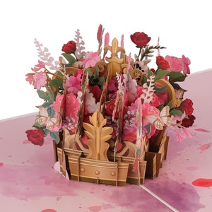 Tarjeta desplegable con corona floral / Tarjetas para San Valentín, Día de la Madre, Aniversario, Mamá / Hechas a mano
