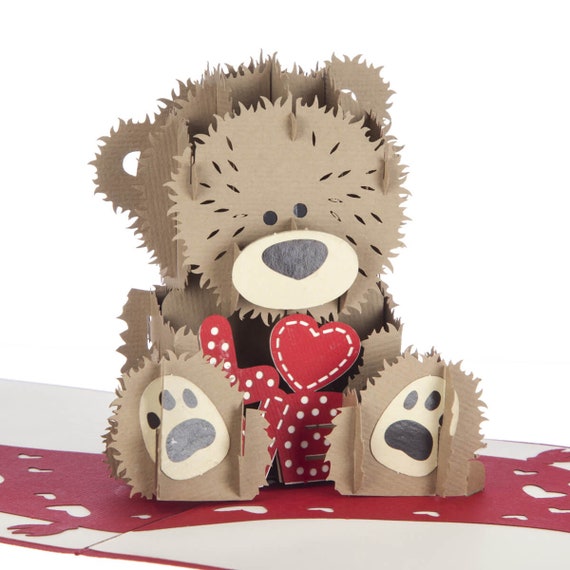 Saint Valentin cristal ours en peluche Cœur rose avec poème Boîte Cadeau Unique Cadeau
