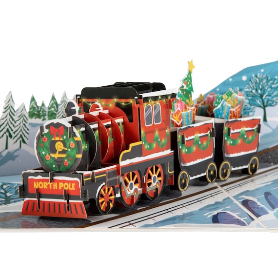 Christmas Train Pop Up Card | 3D Santa Train Christmas Card for Kids and Train Lovers | Cardology