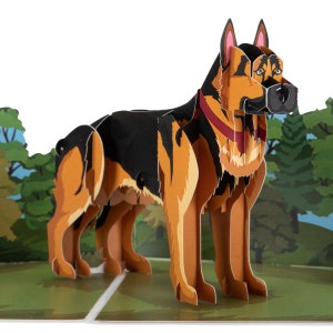 Cardology - Carte pop-up de berger allemand | Carte d'anniversaire alsacienne 3D, cartes de fête des pères, cartes de fête des mères pour les mamans, cartes de chien Gotcha Day