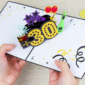 LIN Pop-Up Card, Birthday, Voucher, Invitation, Anniversary, 30 Years - View #4