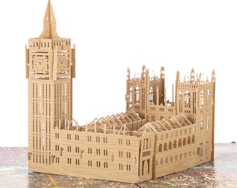 Karta pop-up Pałacu Westminsterskiego | Prezent 3D Big Ben, pamiątki z motywem Londynu do wysłania za granicę