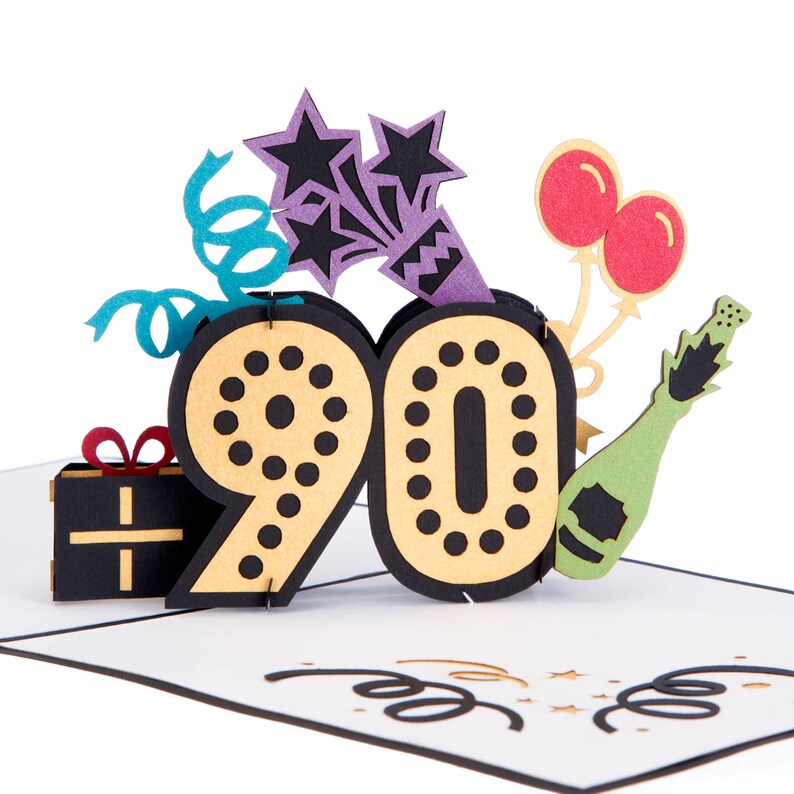 90th Birthday Card Birthday Pop Up Card 90th Birthday Gift | Etsy