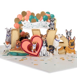 Dogs Pop Up Card for Birthdays or Anniversaries - Battersea Dogs & Cats Home Charity Card - Officially Licensed