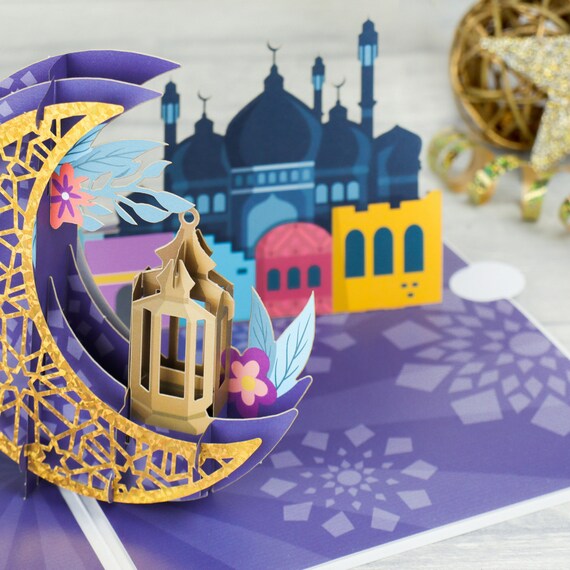 Pack Of 5 Eid Mubarak Pop Up Cards Eid Card Packs Ramadan Etsy