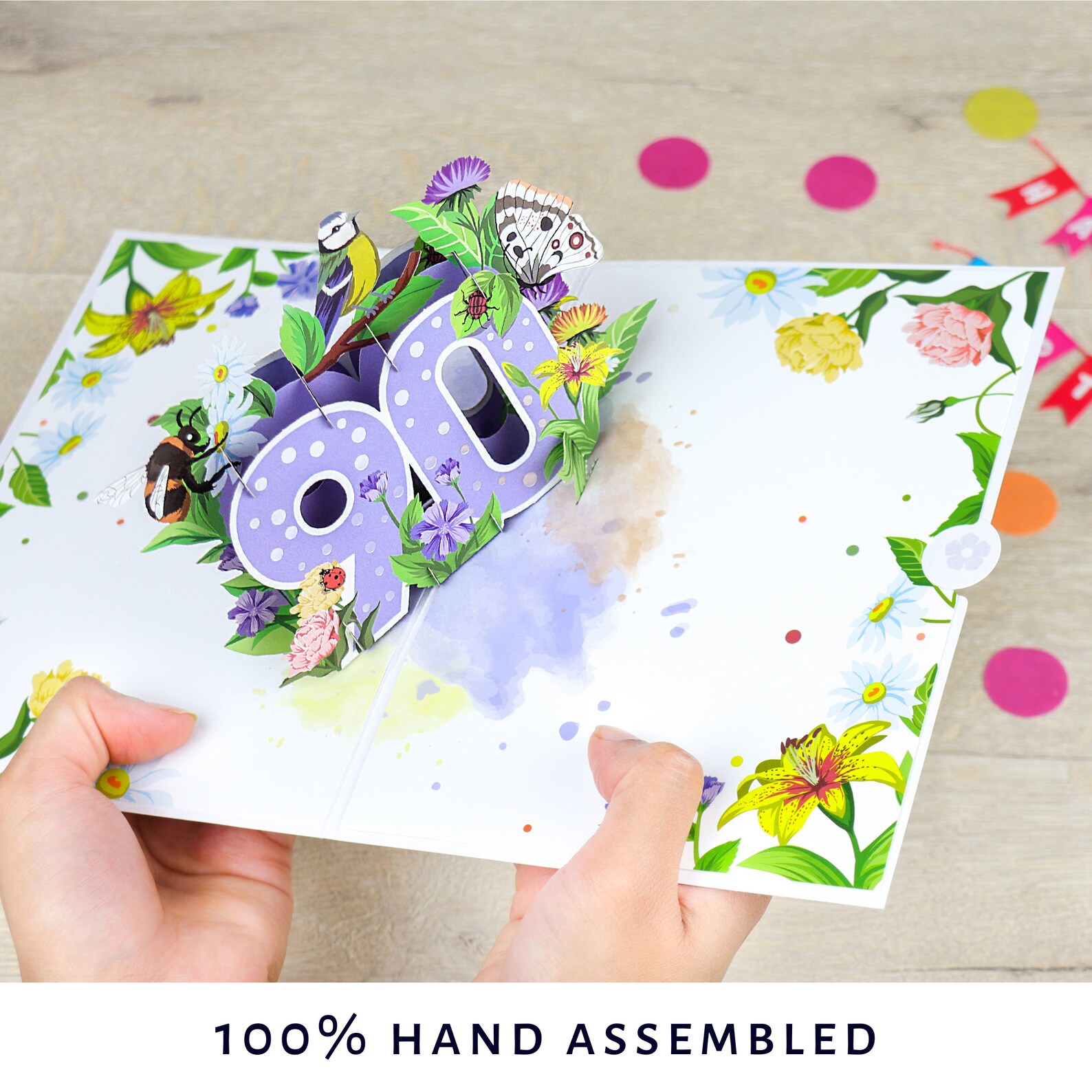 90th Birthday Pop Up Card Floral Themed 3D 90th Birthday | Etsy