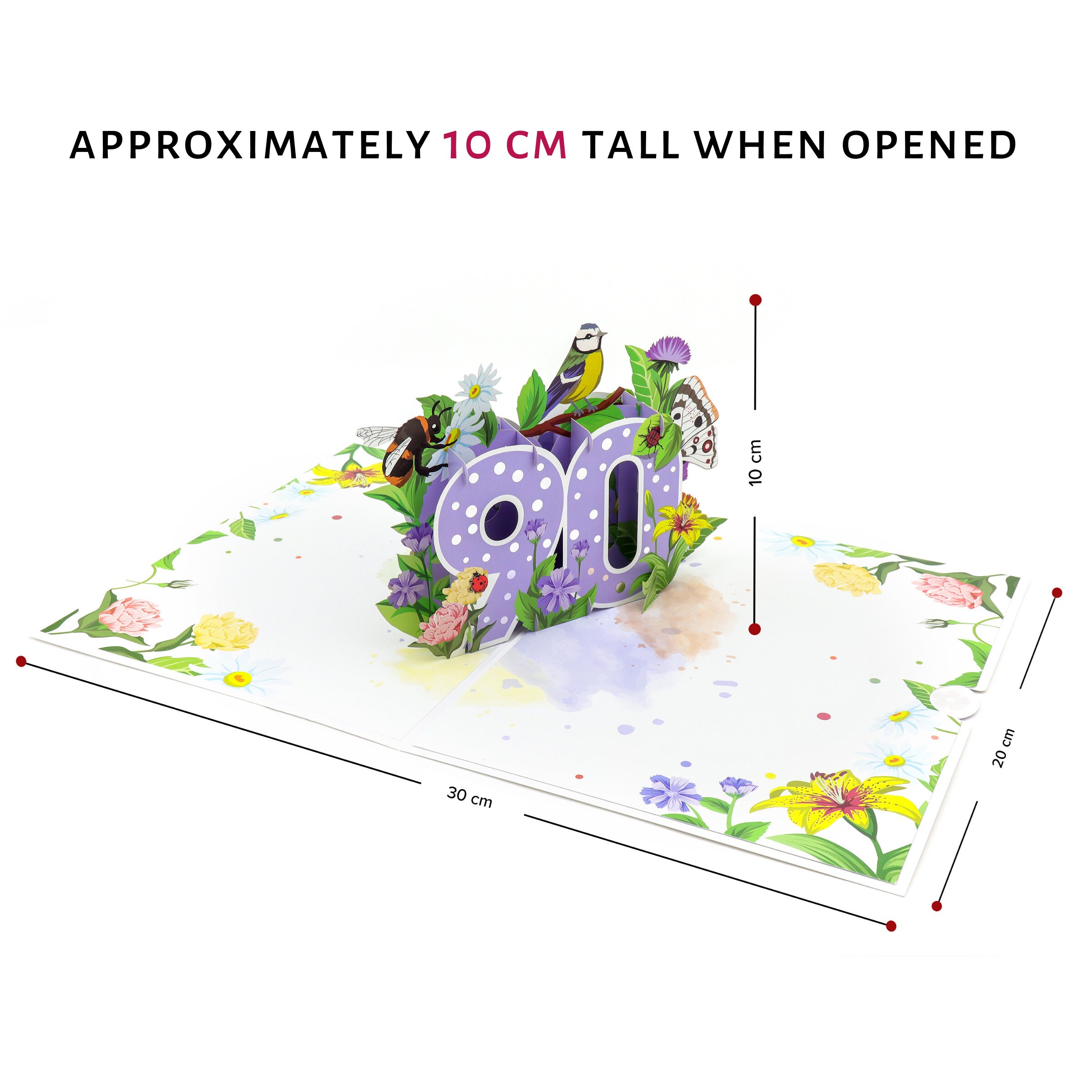 90th Birthday Pop Up Card Floral Themed 3D 90th Birthday | Etsy