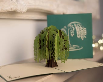 Weeping Willow Tree Pop Up Card, Sympathy Card, handmade pop up cards UK