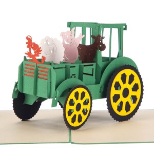 Farmyard Animals Pop Up Card, Children's Birthday Cards, Tractor cards, Kids Birthday Cards & Party Invitations, Handmade Pop Up Cards UK