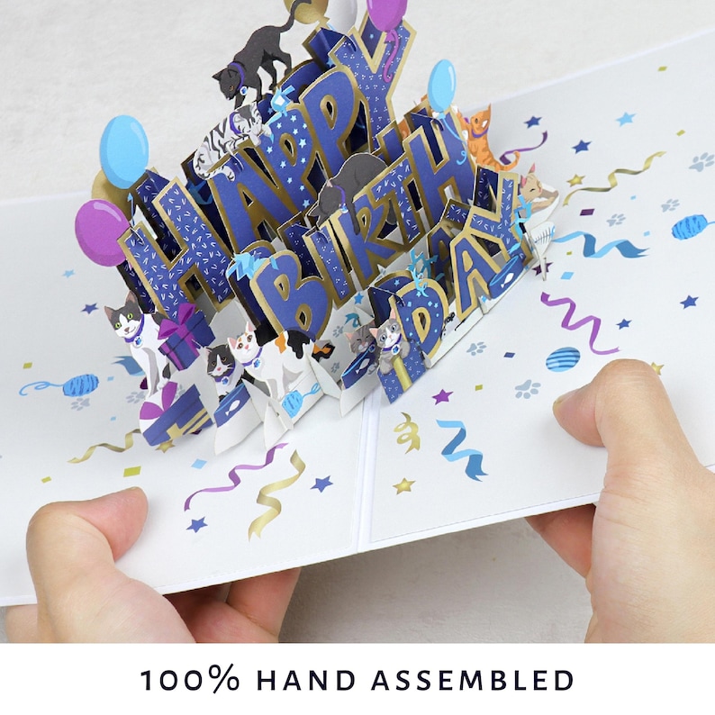 Carte pop-up Happy Birthday Cats - Carte de bienfaisance Battersea Dogs & Cats pour la maison - Sous licence officielle image 6