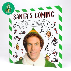 Cardology Buddy The Elf Christmas Card Funny Christmas Card 'Santa's Coming' Will Ferrell Officially Licensed image 2